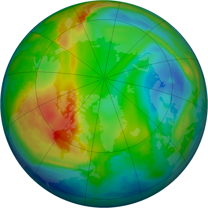 Arctic ozone map for 18 December 1990